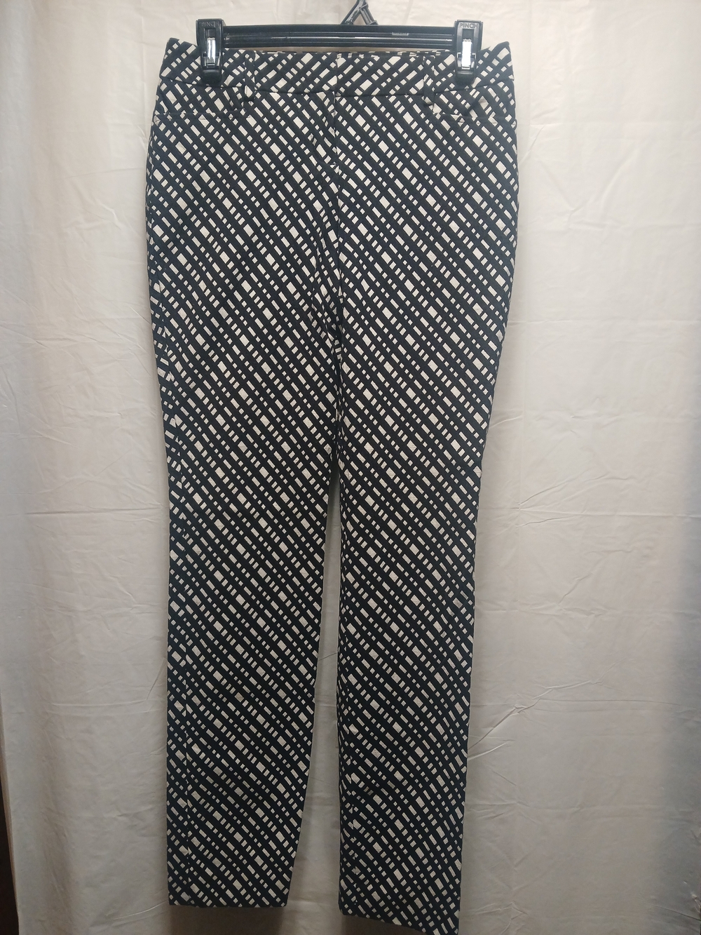 Express Women's Black and Ivory Plaid Chinos
